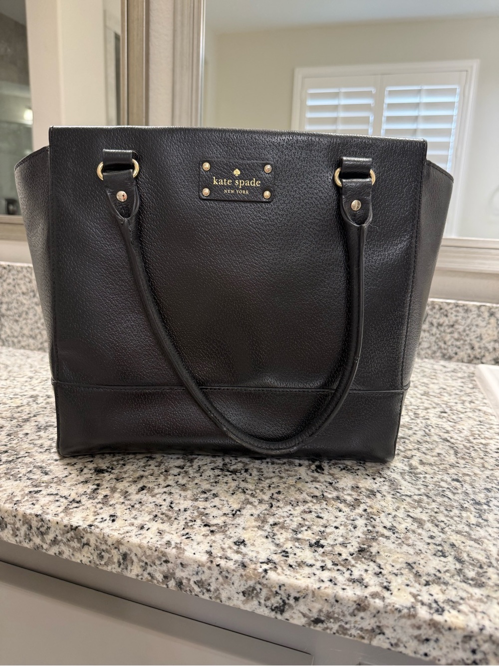 kate spade Black Pebbled Leather Double-Handle Tote